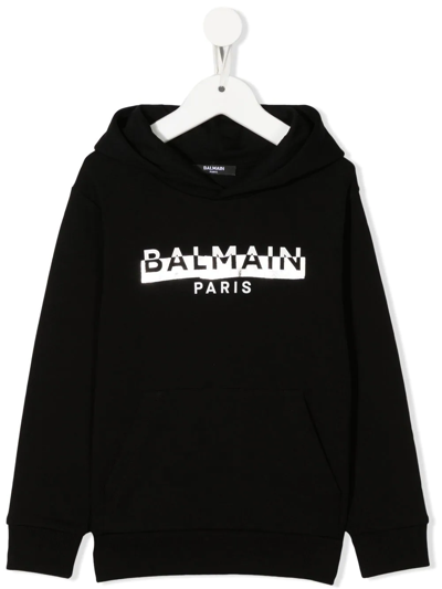 Balmain Kids' Chest-logo Crew-neck Sweatshirt In Black
