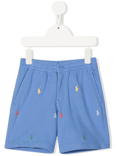Ralph Lauren Kids' Prepster Logo-embroidered Athletic Shorts In Blue