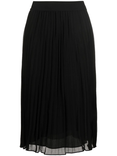 Dkny Chiffon Midi Skirt In Black