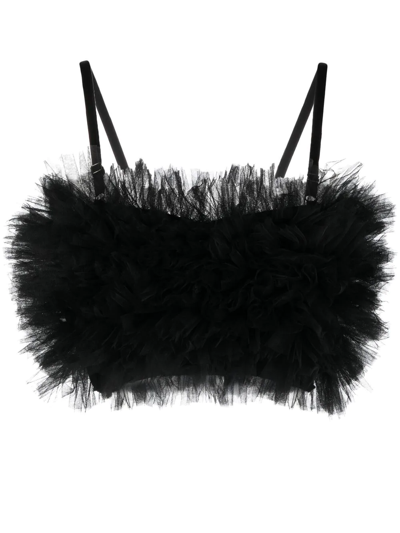 Alchemy X Lia Aram Ruffled Tulle Cropped Top In Black