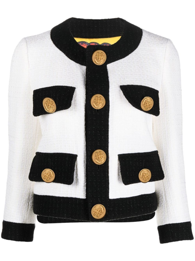 Dsquared2 Two Tone Tweed Boxy Jacket In White