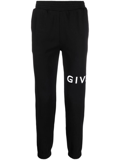 Givenchy Logo-embroidered Regular-fit Cotton-jersey Jogging Bottoms In Black