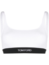 Tom Ford White And Black Bralette With Contrasting Logo Print In White