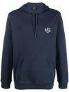 Apc Marvin Logo-print Pullover Hoodie In Blue