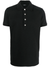 Balmain Monogram Short-sleeved Polo T-shirt In Black