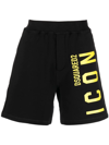 Dsquared2 Vertical Icon Print Jersey Sweat Shorts In Black