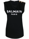 Balmain Cotton Top With Front Logo Print - Atterley In Black