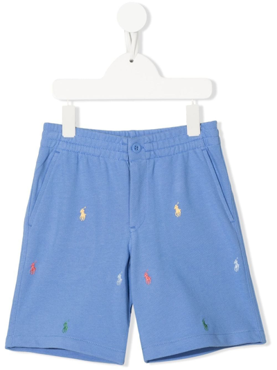 Ralph Lauren Kids' Prepster Logo-embroidered Athletic Shorts In Blue