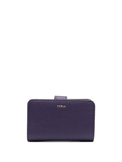 Furla Logo-lettering Leather Purse In Purple
