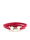 Ferragamo Gancini Double Leather Bracelet In Red