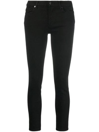 7 For All Mankind Mid-rise Skinny Jeans In Black