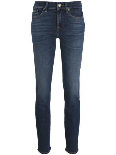 7 For All Mankind Mid-rise Skinny Jeans In Blue