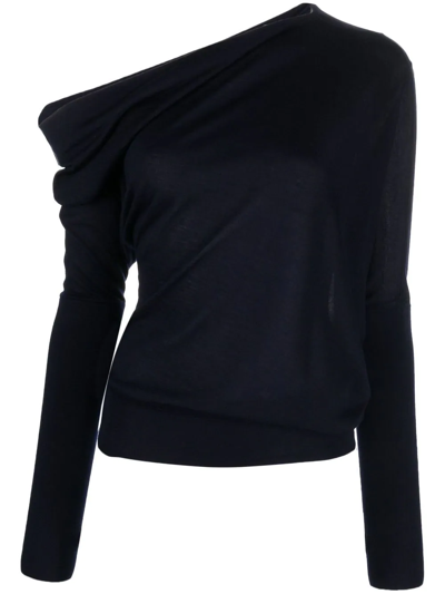 Tom Ford One-shoulder Knitted Top In Black