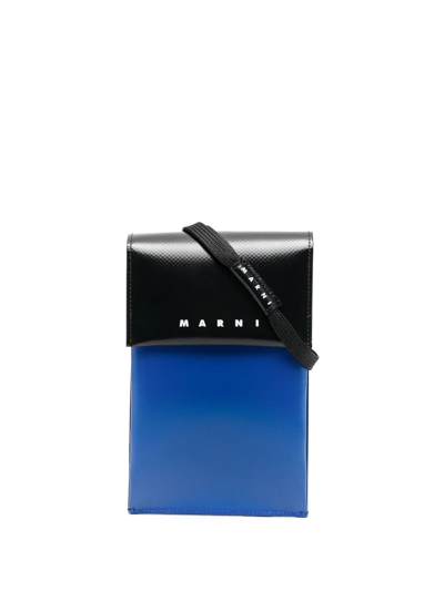 Marni Colour-block Shoulder Bag In Blue