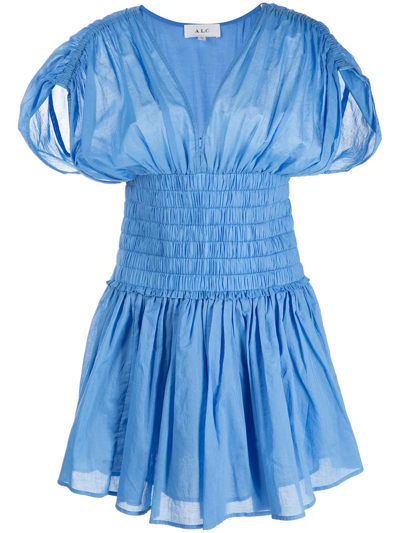 A.l.c Luna Smocked Mini Dress In Blue