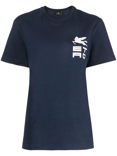 Etro Logo-print Short-sleeve T-shirt In Blue