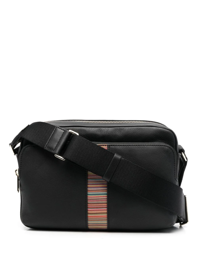 Paul Smith Black Canvas Signature Stripe Messenger Bag