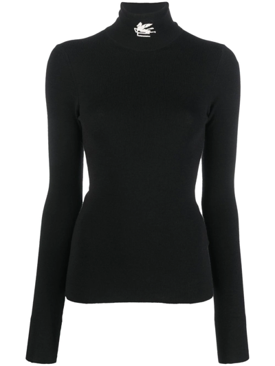 Etro Long-sleeve Knitted Top In Black