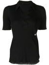 HELMUT LANG RIBBED-KNIT POLO TOP