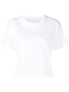 Helmut Lang Cropped Embossed-logo T-shirt In White