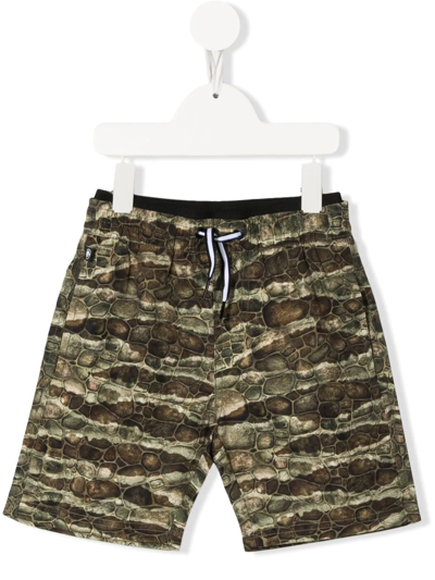 Molo Neal Dino Texture-print Swim Shorts In 6700 Dino Texture