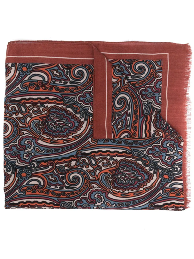 Etro Paisley-print Knitted Scarf In Brown