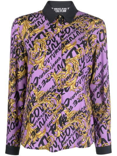 Versace Jeans Couture Baroque Graffiti-print Shirt In G31