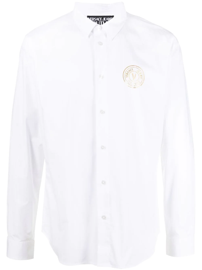 Versace Jeans Couture Logo-print Slim-fit Shirt In White