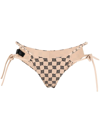 Misbhv Monogram-pattern Bikini Bottoms In Neutrals