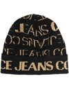 VERSACE JEANS COUTURE INTARSIA-KNIT LOGO BEANIE