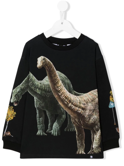 Molo Kids' Rube Bite Of Time-print Organic Cotton Sweatshirt In Black