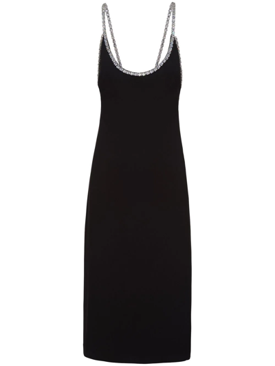 Miu Miu Rhinestone-embellished Cady Midi Slip Dress In F0002 Nero