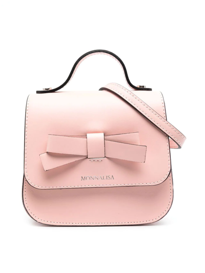 Monnalisa Kids' Bow-detail Leather Bag In Pink