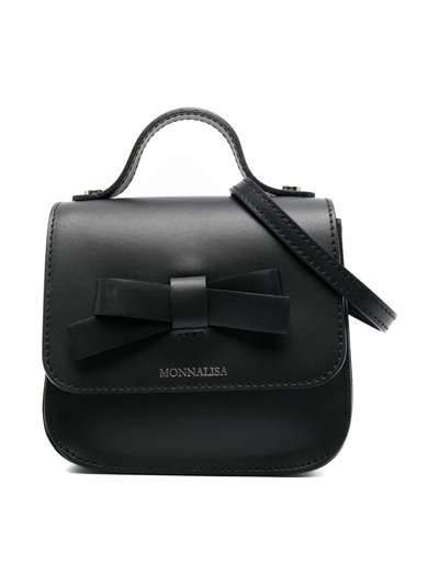 Monnalisa Kids' Bow-detail Leather Bag In Black
