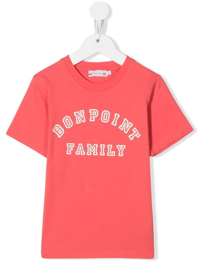Bonpoint Kids' Logo-print Crew-neck T-shirt In Pink