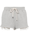 Miu Miu Layered-detail Cotton Shorts In Grey