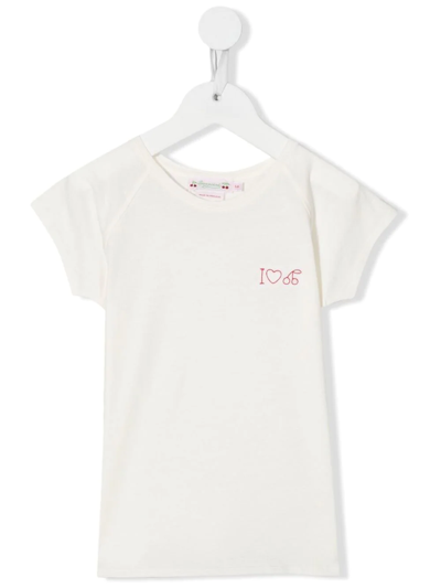 Bonpoint Kids' Embroidered-logo Detail T-shirt In Ivory