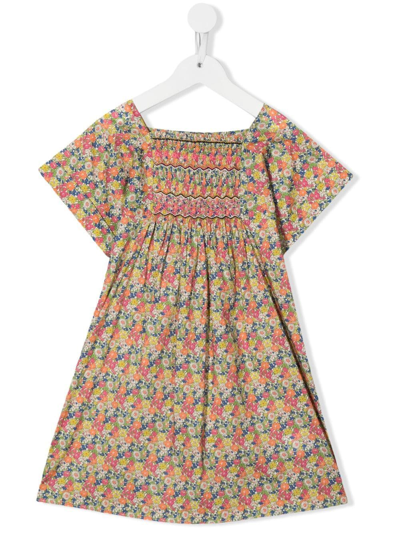 Bonpoint Kids Multicolour Paysanne Floral Print Cotton Dress In Floral Multicolor