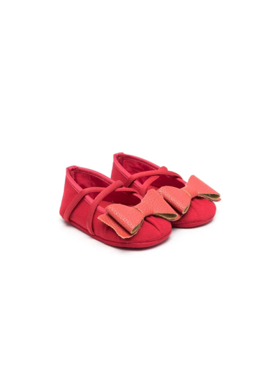 Monnalisa Babies' Bow-detail Pre-walker Shoes In Red