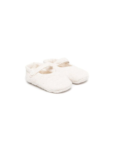 Bonpoint Babies' Polka-dot Print Crib Shoes In Beige