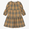 BURBERRY GIRLS BEIGE VINTAGE CHECK DRESS