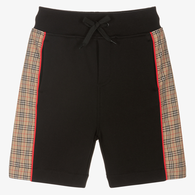Burberry Kids' Boy's Jonah Checkered Sweat Shorts In Black