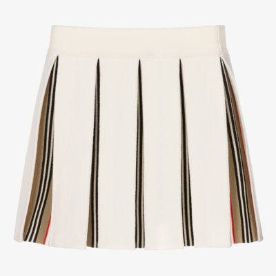 Burberry Kids Pleated Amelia Skirt (3-14 Years) In Ivory