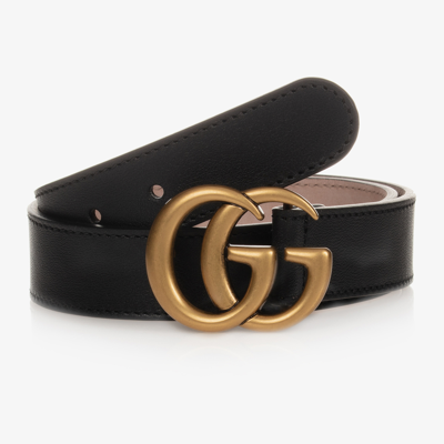 Gucci Black Leather Gg Belt