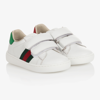 GUCCI WHITE LEATHER ACE TRAINERS