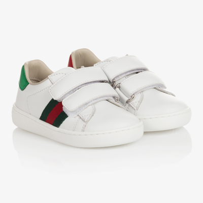 Gucci White Leather Ace Trainers