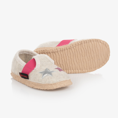 Giesswein Babies' Girls Ivory Wool Unicorn Slippers