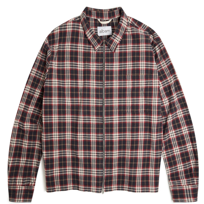 Albam Brushed Flannel Blake Jacket Charcoal Tartan Check In Red