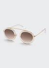 Krewe Conti Gradient Aviator Sunglasses In Matte Oyster 24k