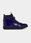 Giuseppe Zanotti Men's Metropolis Metallic Double-zip High-top Sneakers In Cina